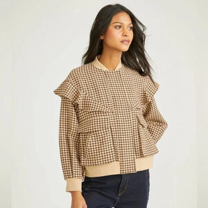 NWT Driftwood Bomber Jacket in Houndstooth XL